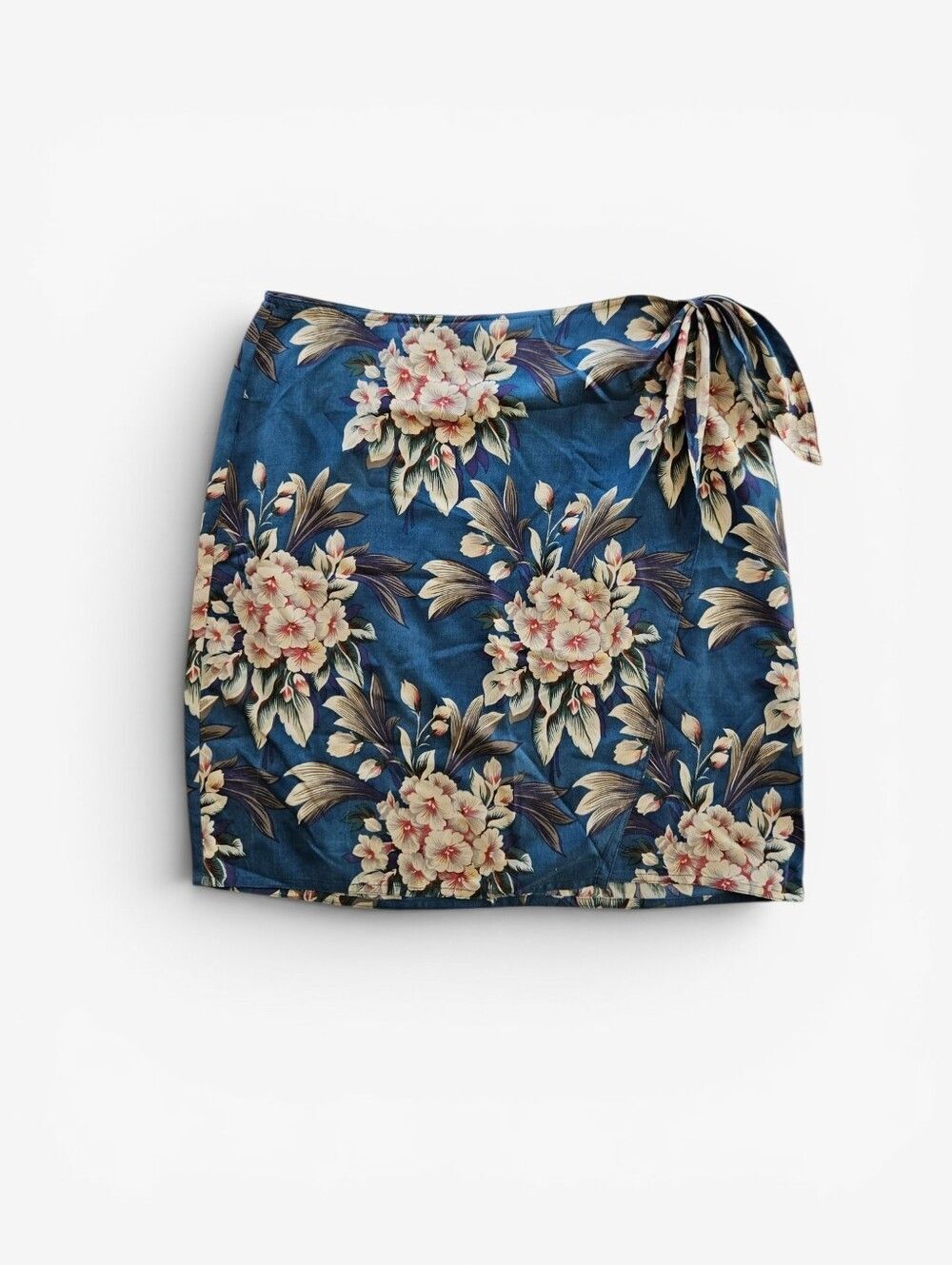 Vintage Evan Picone 100% Silk Floral Side Tie Draped Mini Sarong Wrap Skirt 12